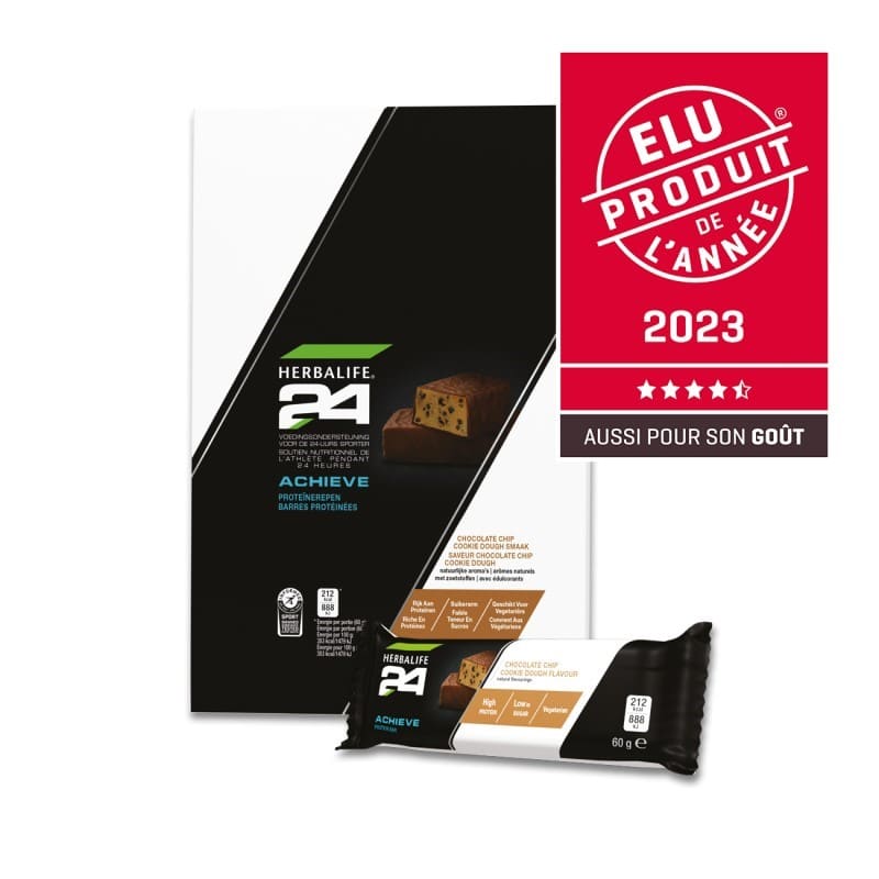 Herbashopping.eu - Barres protéinées Achieve H24  Chocolate Chip Cookie Dough 6 barres de 60g chacune